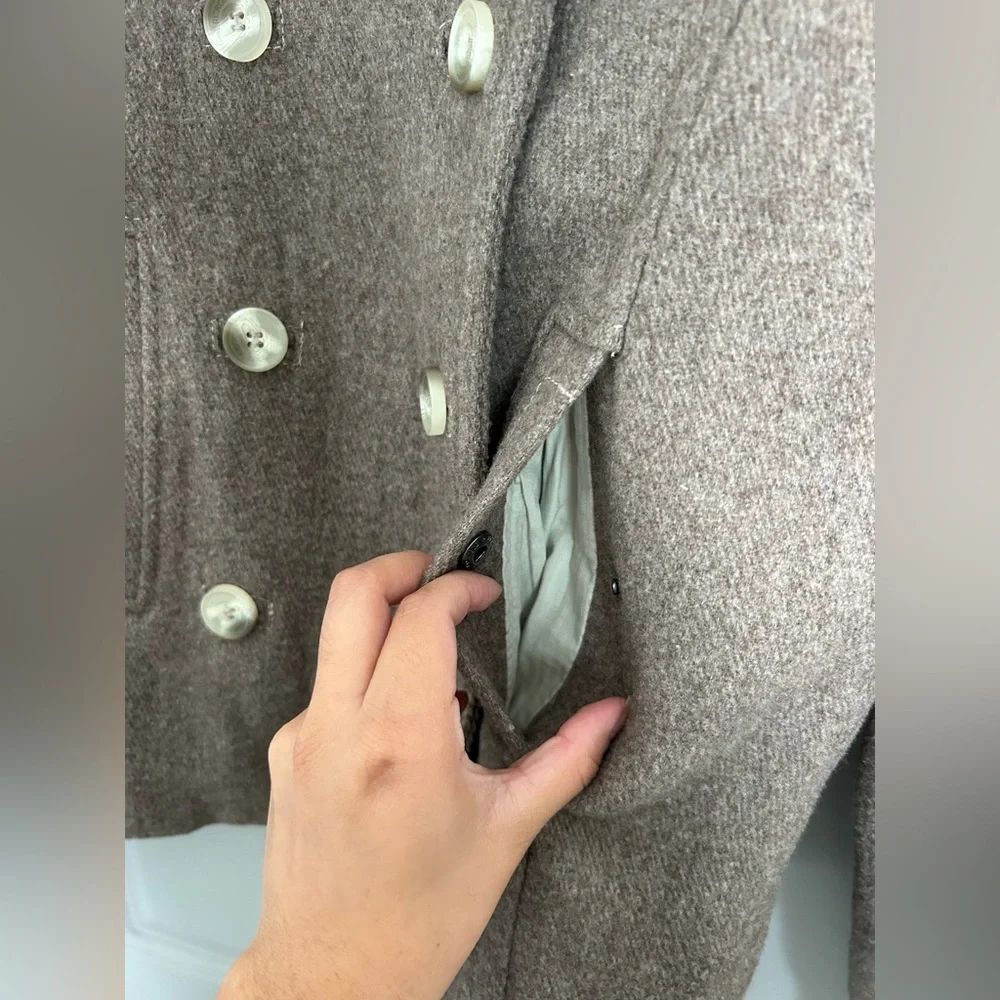 Abercrombie & Fitch Chic collar double breasted wool blend coat size L - Picture 7 of 16